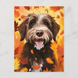 Wirehaired wijzend griffon herfst Thanksgiving Briefkaart