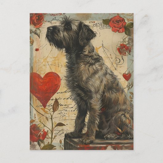 Wirehaired wijzend griffon Valentijnsdag Briefkaart (Voorkant)
