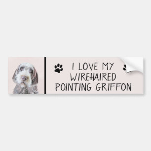 Wirehares Pointing Griffon Painting - Dog Art Bumpersticker