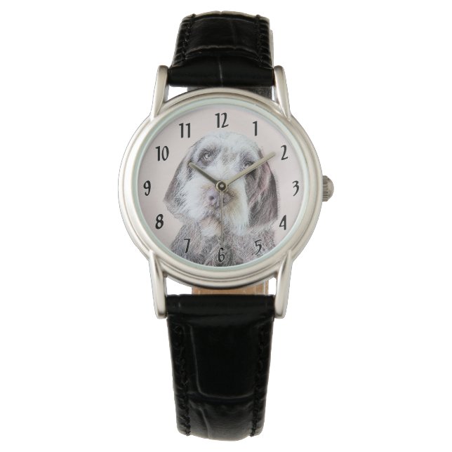 Wirehares Pointing Griffon Painting - Dog Art Horloge (Voorkant)