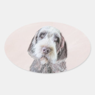 Wirehares Pointing Griffon Painting - Dog Art Ovale Sticker