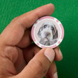 Wirehares Pointing Griffon Painting - Dog Art Poker Chips