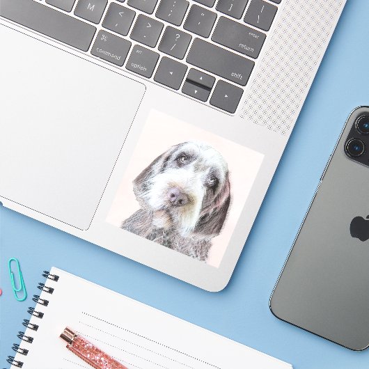 Wirehares Pointing Griffon Painting - Dog Art Sticker (Laptop met iPhone)