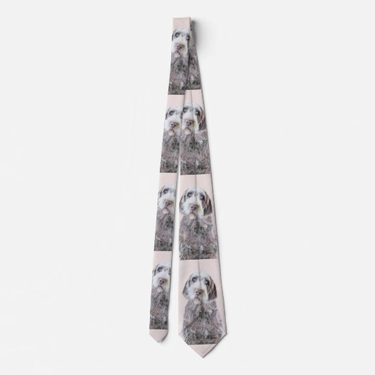 Wirehares Pointing Griffon Painting - Dog Art Stropdas (Achterkant)