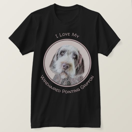 Wirehares Pointing Griffon Painting - Dog Art T-shirt (Design voorkant)