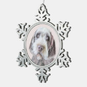 Wirehares Pointing Griffon Painting - Dog Art Tin Sneeuwvlok Ornament (Rechts)