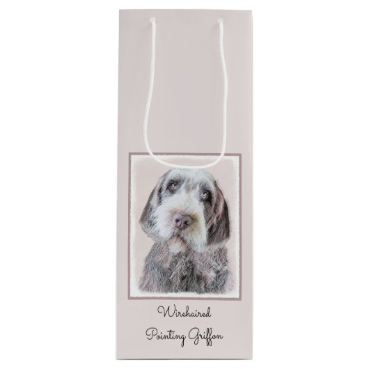 Wirehares Pointing Griffon Painting - Dog Art Wijn Cadeautas (Voorkant)