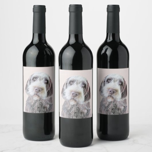 Wirehares Pointing Griffon Painting - Dog Art Wijn Etiket (Flessen)