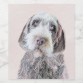 Wirehares Pointing Griffon Painting - Dog Art Wijn Etiket (Enkel label)