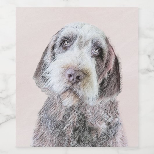 Wirehares Pointing Griffon Painting - Dog Art Wijn Etiket (Enkel label)