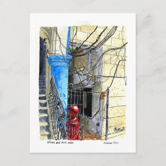 Wires en meer draden, Old Havana, Cuba Briefkaart (Voorkant)