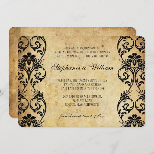 Wirl Wedding Invitation on  Background Save The Date (Voorkant / Achterkant)