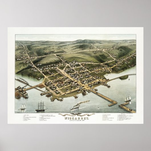 Wiscasset, Maine Bird's Eye Uitzicht, 1878 Poster (Voorkant)