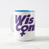 WisCon46-Logo voor 2023 - Beperkte tijd Tweekleurige Koffiemok (Voorkant links)