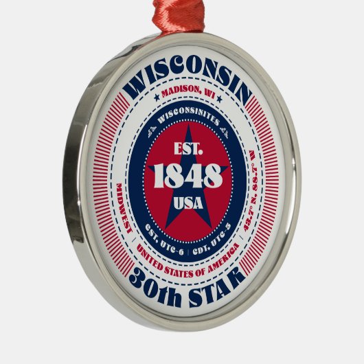 Wisconsin 30e staat kerstversiering metalen ornament (Rechts)