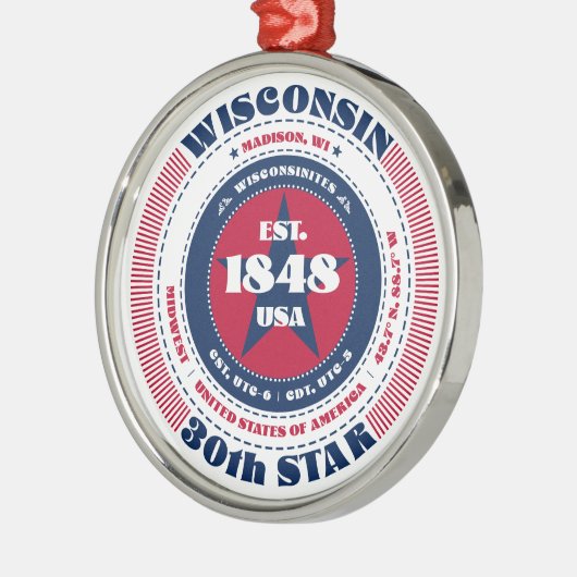Wisconsin 30e staat kerstversiering metalen ornament (Links)