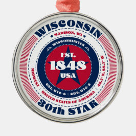 Wisconsin 30e staat kerstversiering metalen ornament
