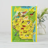 Wisconsin 5x7 Map Vintage Postcard (Staand voorkant)