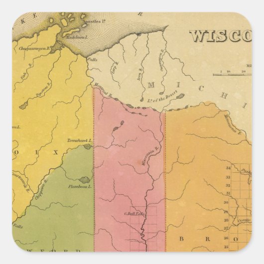 Wisconsin 7 vierkante sticker (Voorkant)
