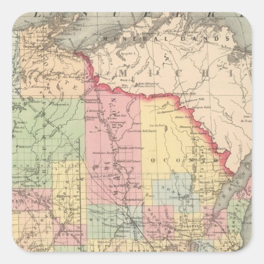 Wisconsin 7 vierkante sticker (Voorkant)
