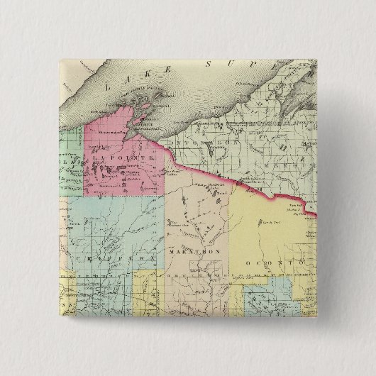Wisconsin 8 vierkante button 5,1 cm (Voorkant)