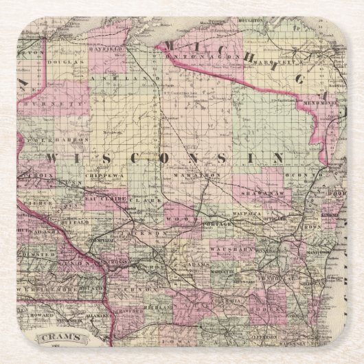 Wisconsin 9 kartonnen onderzetters (Voorkant)