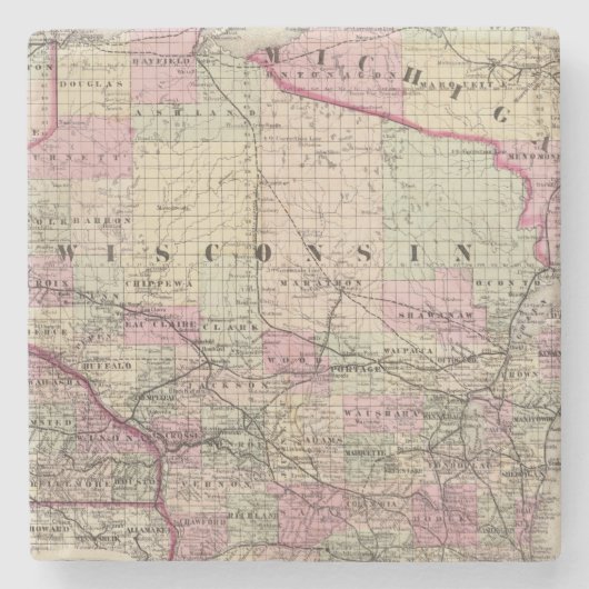 Wisconsin 9 stenen onderzetter (Voorkant)