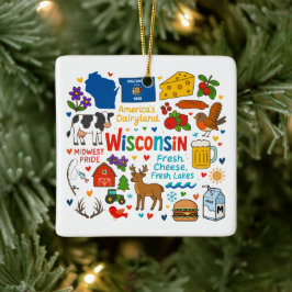 Wisconsin Aangepaste Familie Reis Kerstmis Keramisch Ornament