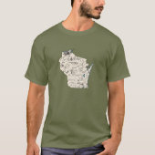 Wisconsin  Afbeelding Kaart Antiek Grafiek Retro T-shirt (Voorkant)