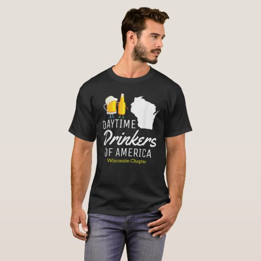 Wisconsin American Day Drink Funny Beer Drinkin T-shirt (Voorkant volledig)