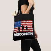 Wisconsin American Flag Canvas tas Canvas Tas (Dichtbij)