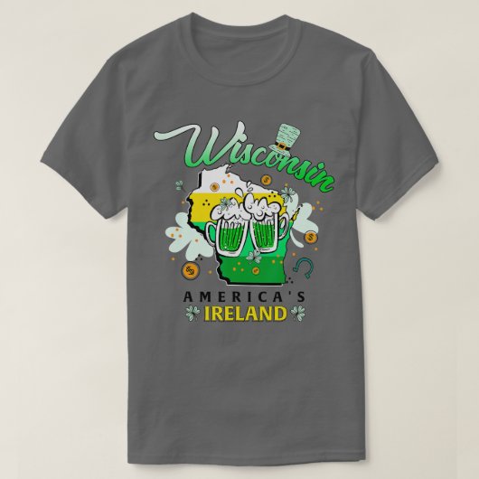 Wisconsin Americas Ireland St Patricks Day B T-shirt (Design voorkant)