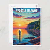Wisconsin Apostle Islands zonsondergang Briefkaart (Voorkant / Achterkant)