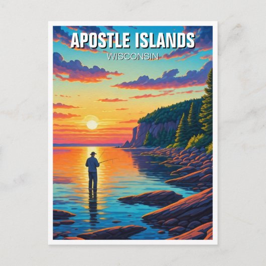 Wisconsin Apostle Islands zonsondergang Briefkaart (Voorkant)