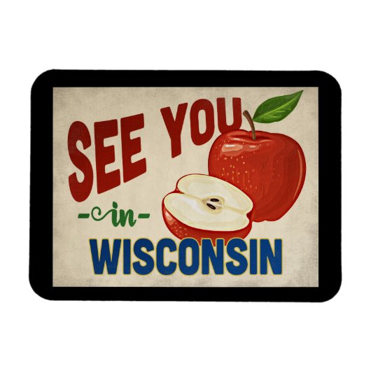 Wisconsin Apple - Vintage Travel Magneet (Horizontaal)