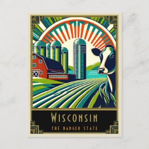 Wisconsin   Art. Deco Briefkaart