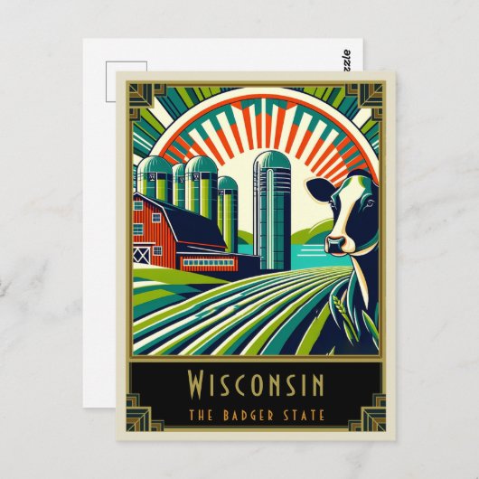 Wisconsin | Art. Deco Briefkaart (Voorkant / Achterkant)