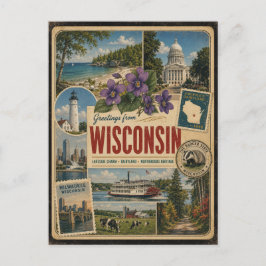 Wisconsin authentieke vintage stijl ansichtkaart briefkaart