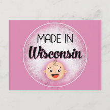 Wisconsin Baby Funny Pink New Girl Briefkaart