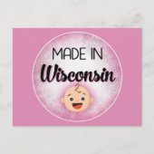 Wisconsin Baby Funny Pink New Girl Briefkaart (Voorkant)
