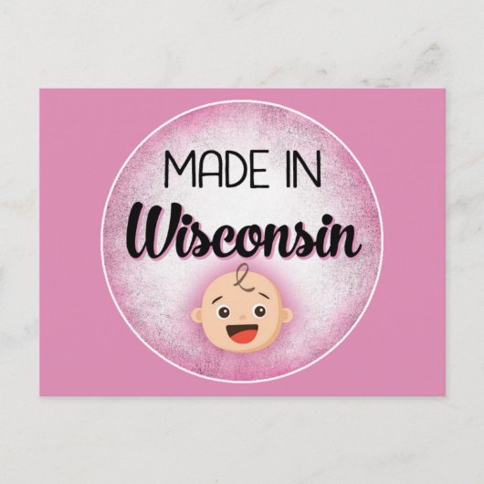 Wisconsin Baby Funny Pink New Girl Briefkaart (Voorkant)