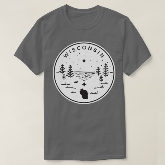 Wisconsin Badge Up North Black T-shirt (Design voorkant)
