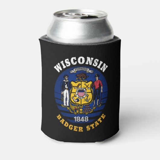 WISCONSIN BADGER STATE FLAG BLIKJESKOELER (Blikje Achterkant)