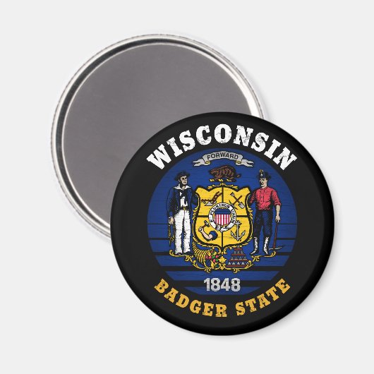 WISCONSIN BADGER STATE FLAG MAGNEET (Voorkant / Achterkant)