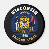 WISCONSIN BADGER STATE FLAG MAGNEET (Voorkant)