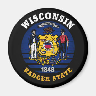 WISCONSIN BADGER STATE FLAG MAGNEET