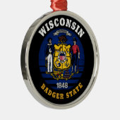 WISCONSIN BADGER STATE FLAG METALEN ORNAMENT (Rechts)