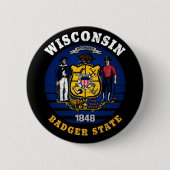 WISCONSIN BADGER STATE FLAG RONDE BUTTON 5,7 CM (Voorkant)
