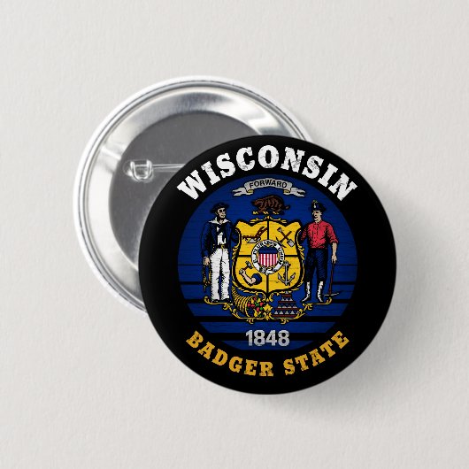 WISCONSIN BADGER STATE FLAG RONDE BUTTON 5,7 CM (Voorkant /achterkant)