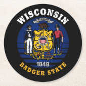 WISCONSIN BADGER STATE FLAG RONDE KARTONNEN ONDERZETTER (Voorkant)